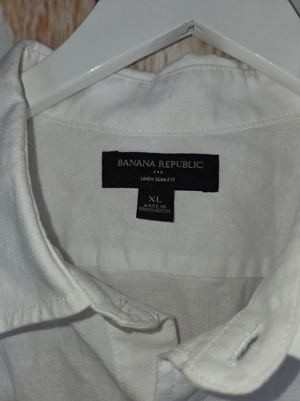 Banana Republic White Short-Sleeve Button-Down Shirt Linen Slim Fit. Size XL